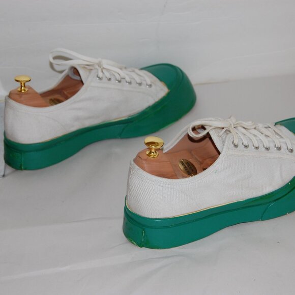 43/US9.5 🔥 Marni Green White Canvas lace Sneakers Made In SPAIN - Picture 3 of 13